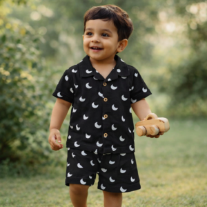 Muslin Collared Coords - Black Crescent - 2-3y