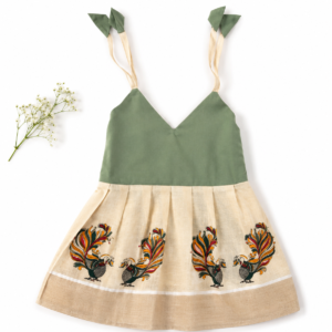 Ethnic Knot Frock 6-12m - Olive Green