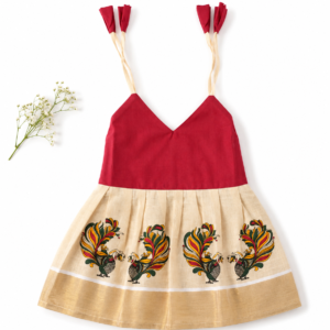 Ethnic Knot Frock 6-12m - Rust