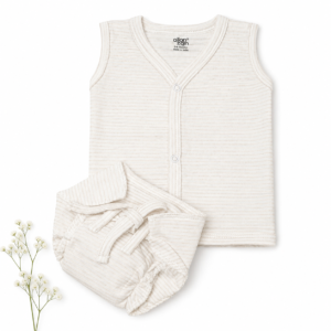 Cotton Jabla+ Padded Nappy (0-3) - Beige Stripes