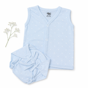 Cotton Jabla+ Padded Nappy (0-3) -Lite  Blue with White Star