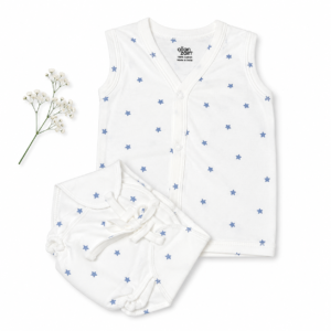 Cotton Jabla+ Padded Nappy (0-3) - White with Dark blue stars