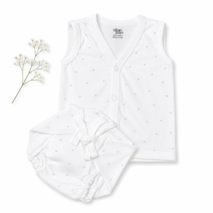 Cotton Jabla+ Padded Nappy (0-3) - White with blue star