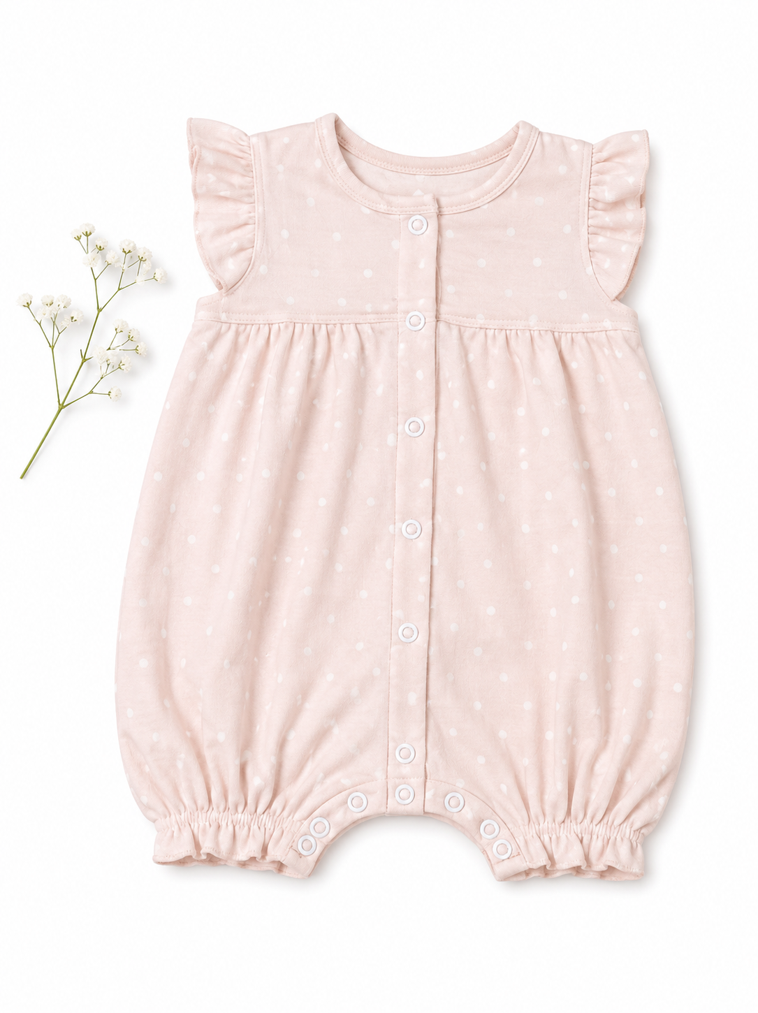 Frock Romper S (0-3m) - Blush Polka