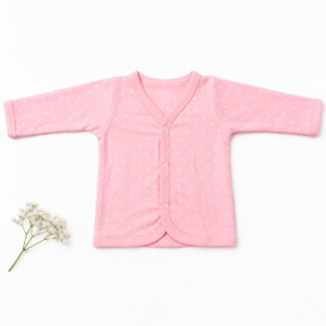 Premium Cotton Full Sleeve jabla 0-3m - Pink Stars