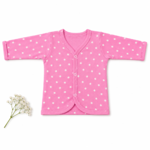 Premium Cotton Full Sleeve jabla 6-12m - Pink Polka dots