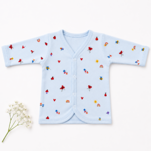 Premium Cotton Full Sleeve jabla 6-12m - Sky blue Garden