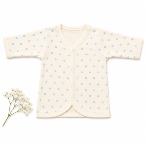 Premium Cotton Full Sleeve jabla 6-12m - Blue Polka dots