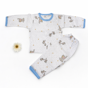 Muslin Sleep Suit 0-3m - Blue Elephant