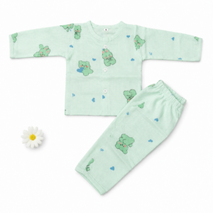 Muslin Sleep Suit 0-3m - Minty Bear