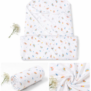 Muslin Hooded Towel Single Layer 75*75cm - Rainbow