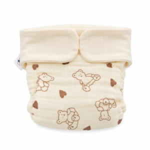 Muslin No lekage Velcro Diaper M (6-12)m- Heart & Teddy