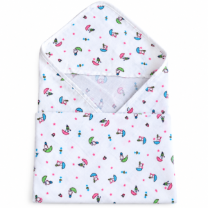 Muslin Hooded Towel Single Layer 75*75cm - Umbrella Friends