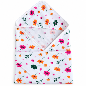 Muslin Hooded Towel Single Layer 75*75cm - Blossom