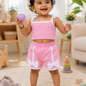 Girls Bow Crop top Set 1-2years - Pink