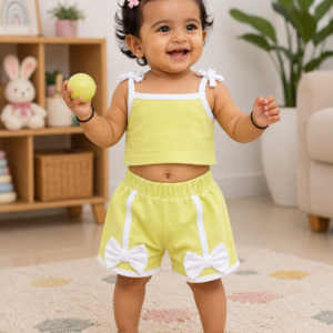 Girls Bow Crop top Set 1-2years - Green