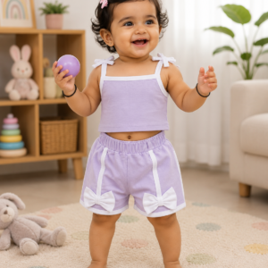 Girls Bow Crop top Set 1-2years - Light Purple