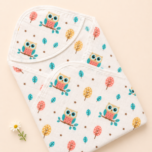 2 Layer Muslin Hooded Towel - Owl