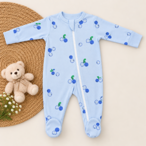 Full Zipper footed Baby Sleepsuit 0-3m - Blue Berry