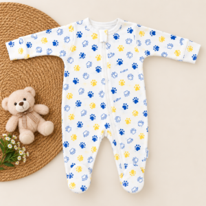 Full Zipper footed Baby Sleepsuit 0-3m - Cutie Paw