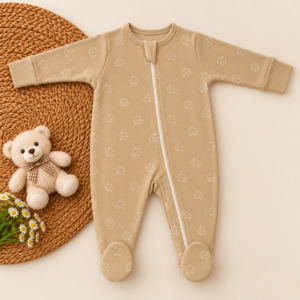 Full Zipper footed Baby Sleepsuit 3-6m - Elephant
