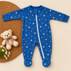 Full Zipper footed Baby Sleepsuit 3-6m - Stars