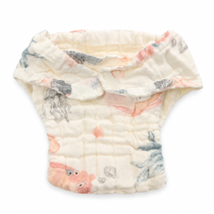 6 Layer Crinkle Muslin Nappy M(6-12m), Velcro type - Sea world