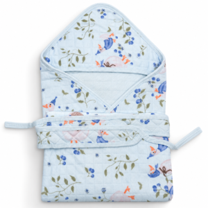 Muslin Coloured Hooded Wrapper - Blue Goose