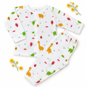 Muslin Sleep Suit 0-3m - Giraffe & Friends