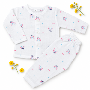 Muslin Sleep Suit 0-3m - Rainbow