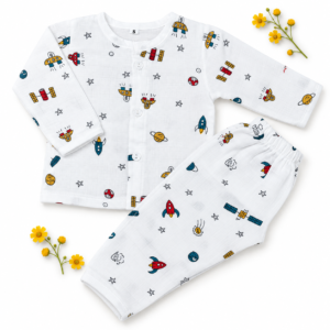 Muslin Sleep Suit 0-3m - Satellite