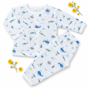 Muslin Sleep Suit 0-3m - Whale