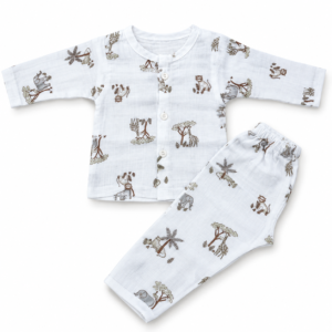 Muslin Sleep Suit 0-3m - Jungle Animals